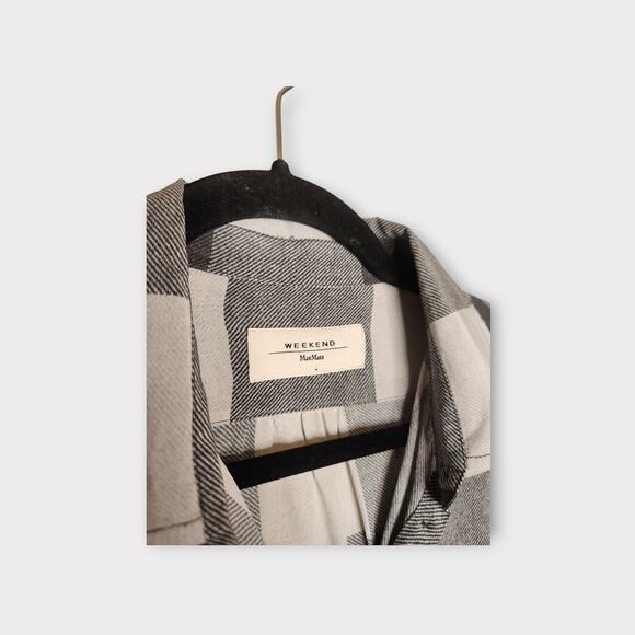 Weekend Max Mara Womens Plaid Silk Blouse Sm Black Gray Chic Staple - Picture 3 of 8